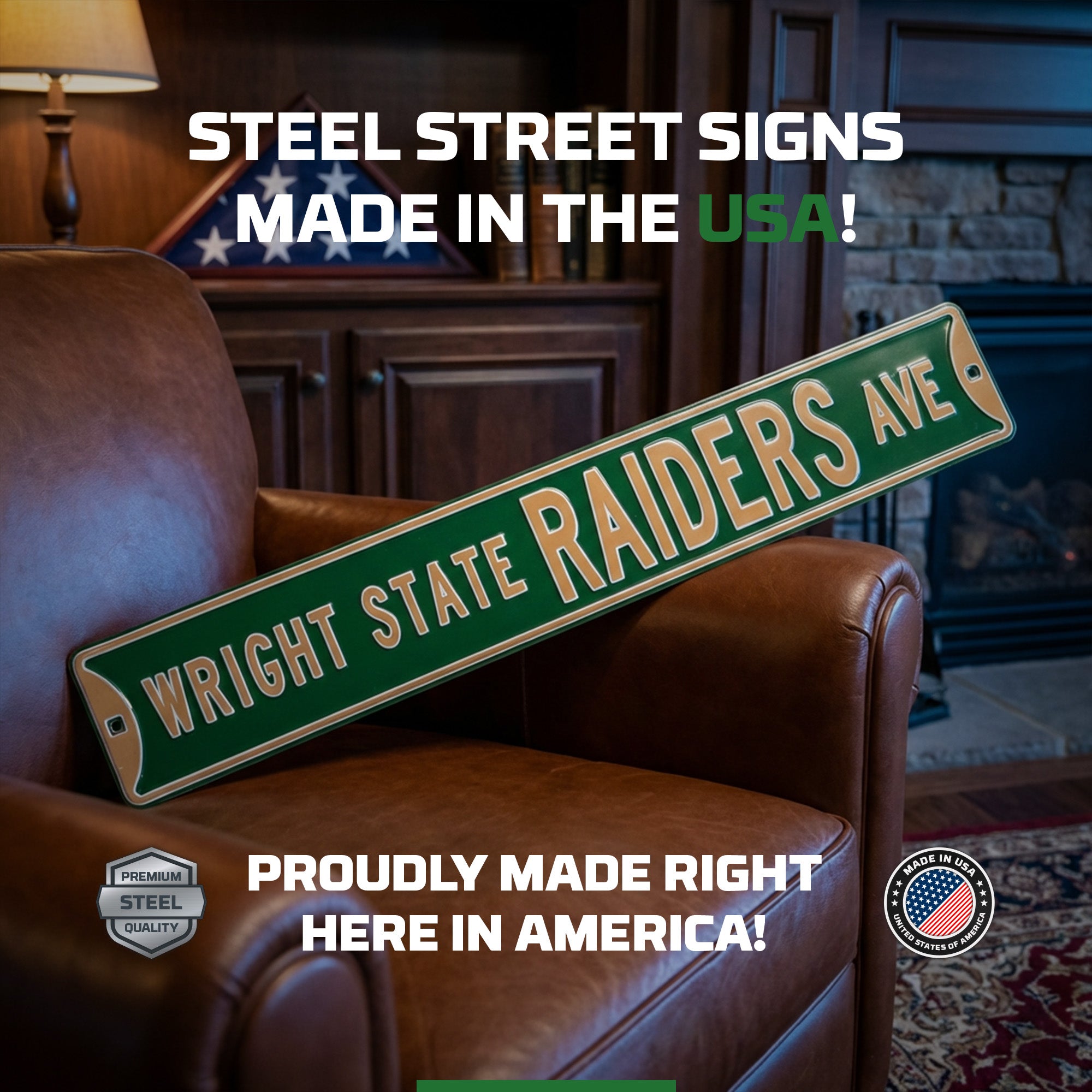 Wright State Raiders - RAIDERS AVE - Embossed Steel Street Sign