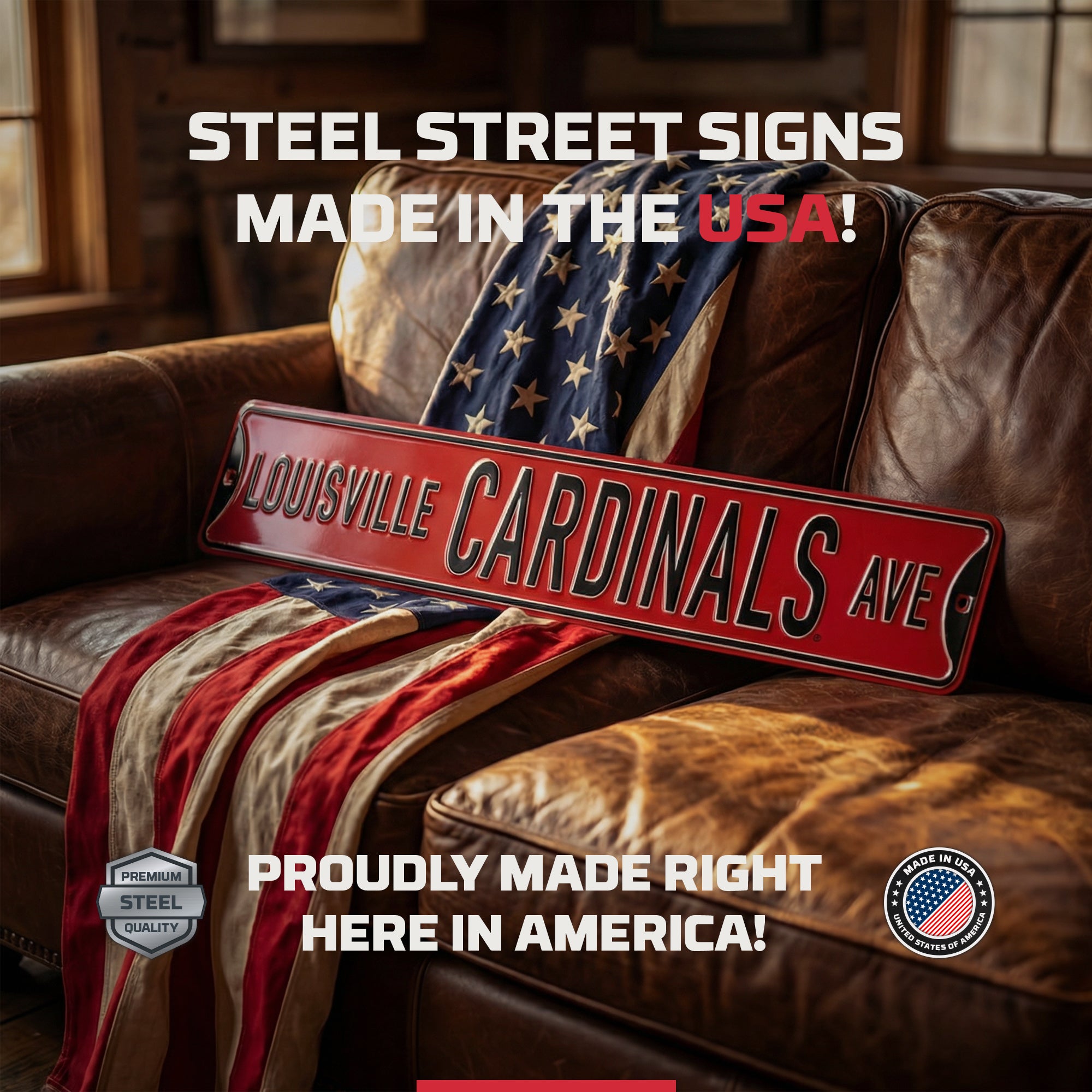 Louisville Cardinals - Embossed Steel Street Sign