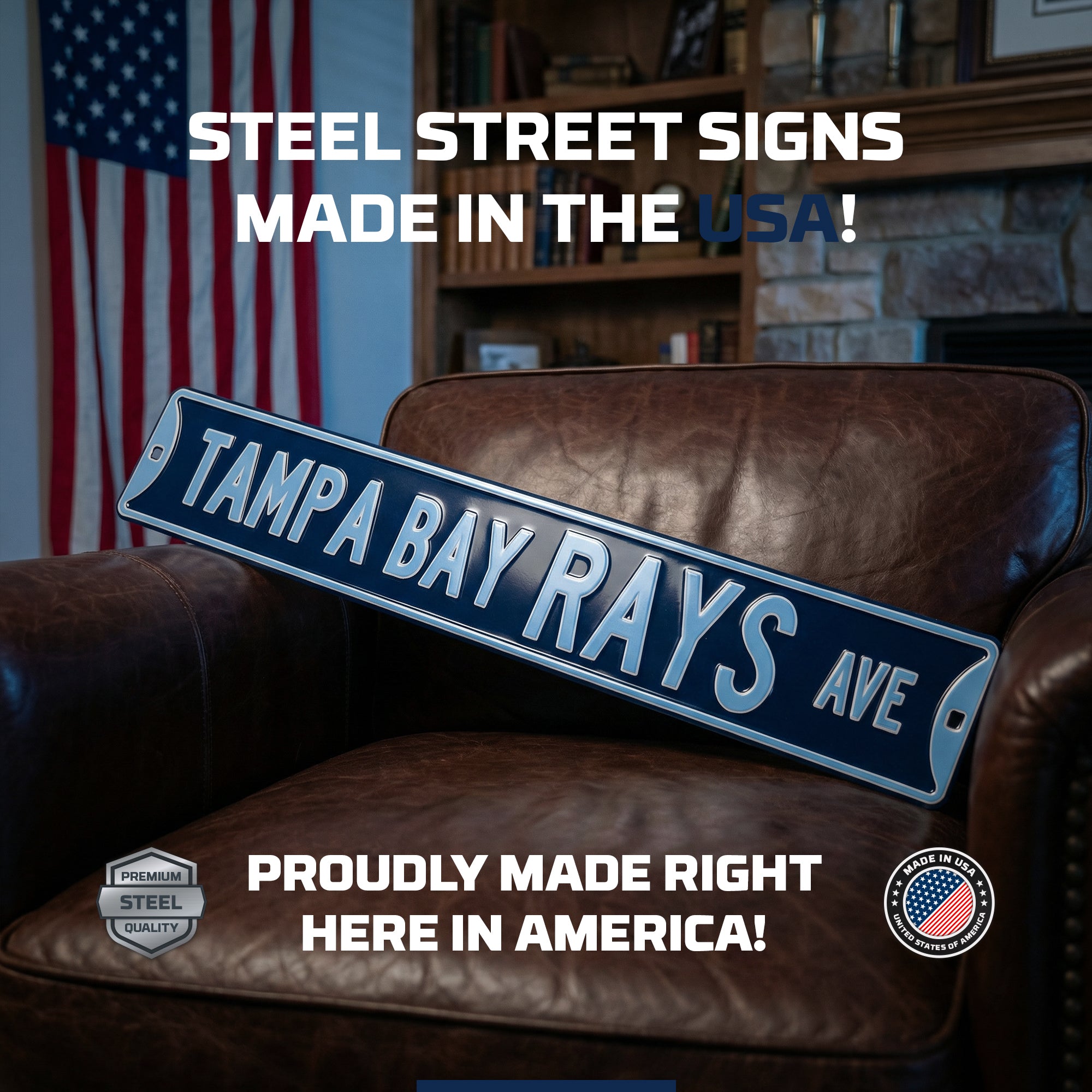 Tampa Bay Rays - TAMPA BAY RAYS AVE - Embossed Steel Street Sign