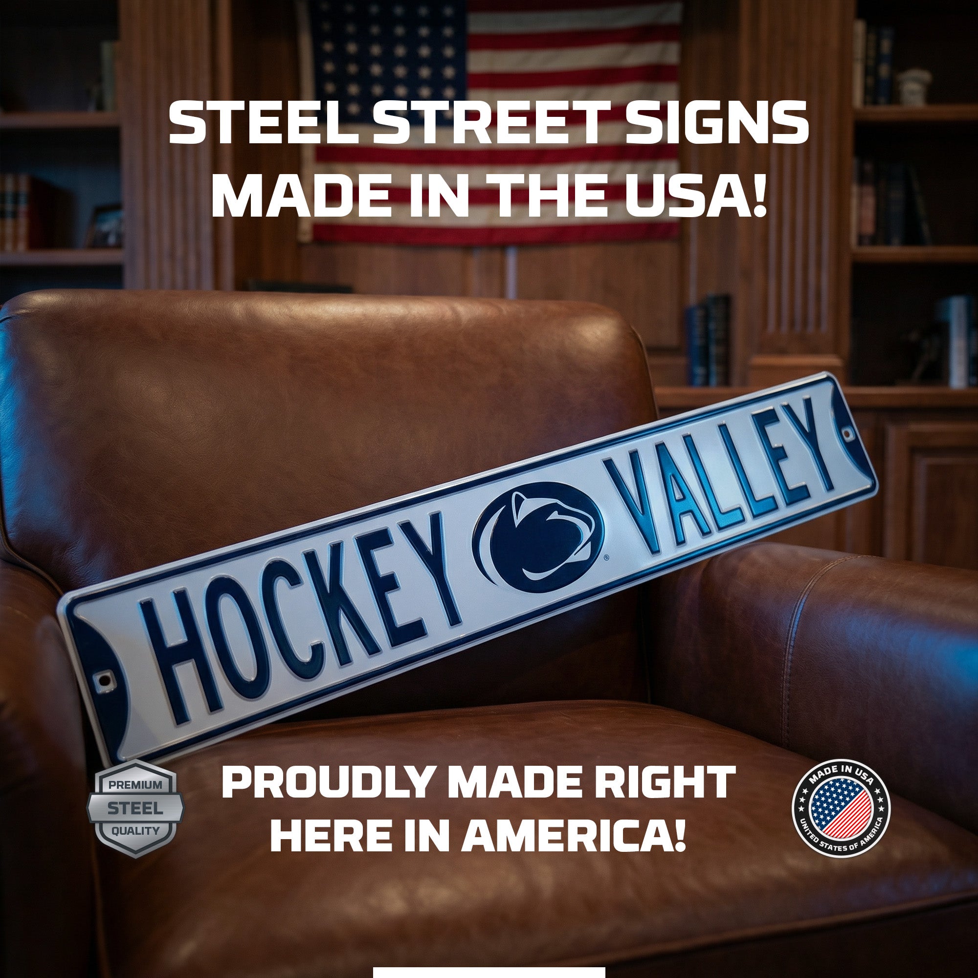 Penn State Nittany Lions - HOCKEY VALLEY - Logo - Embossed Steel Street Sign