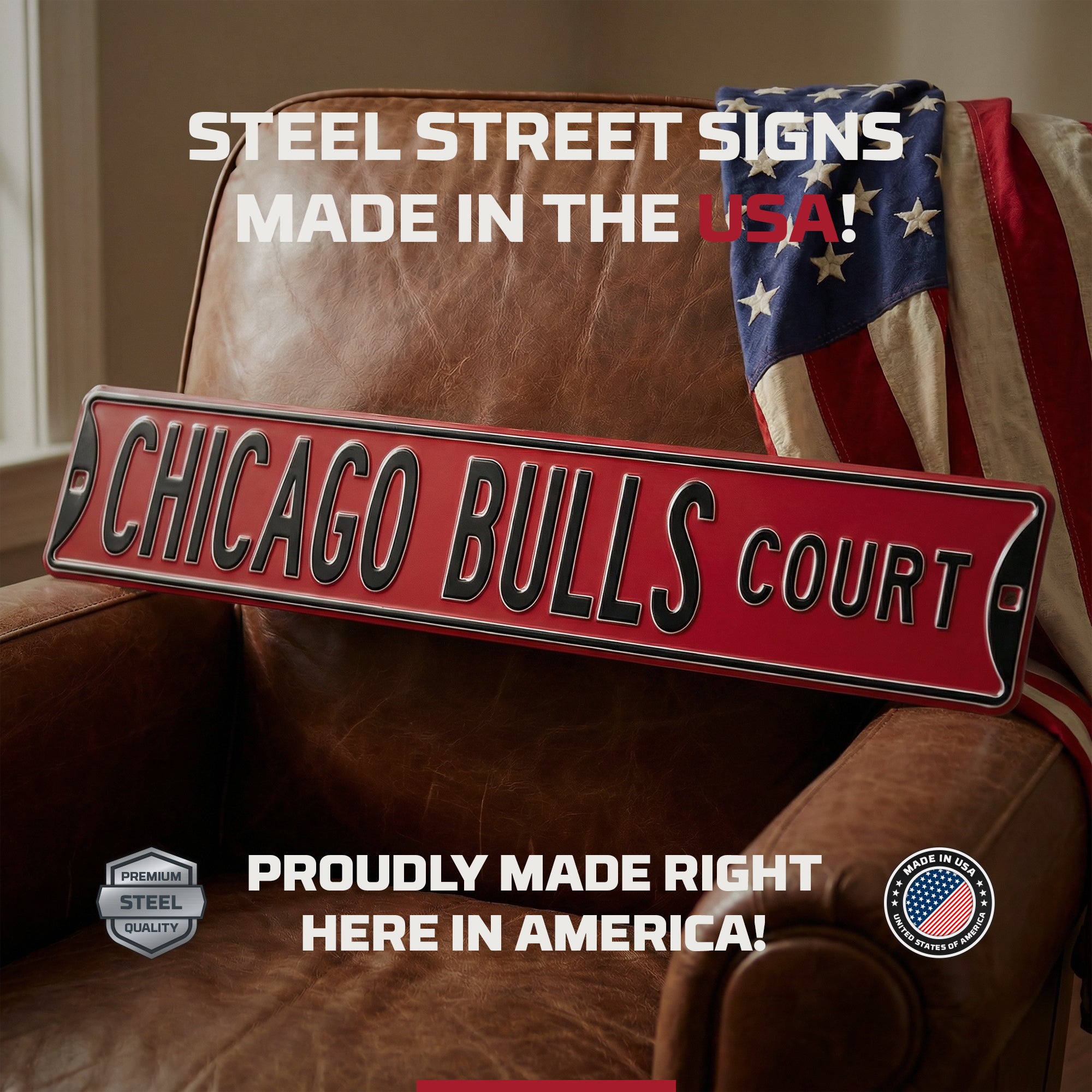 Chicago Bulls - CHICAGO BULLS CT - Embossed Steel Street Sign