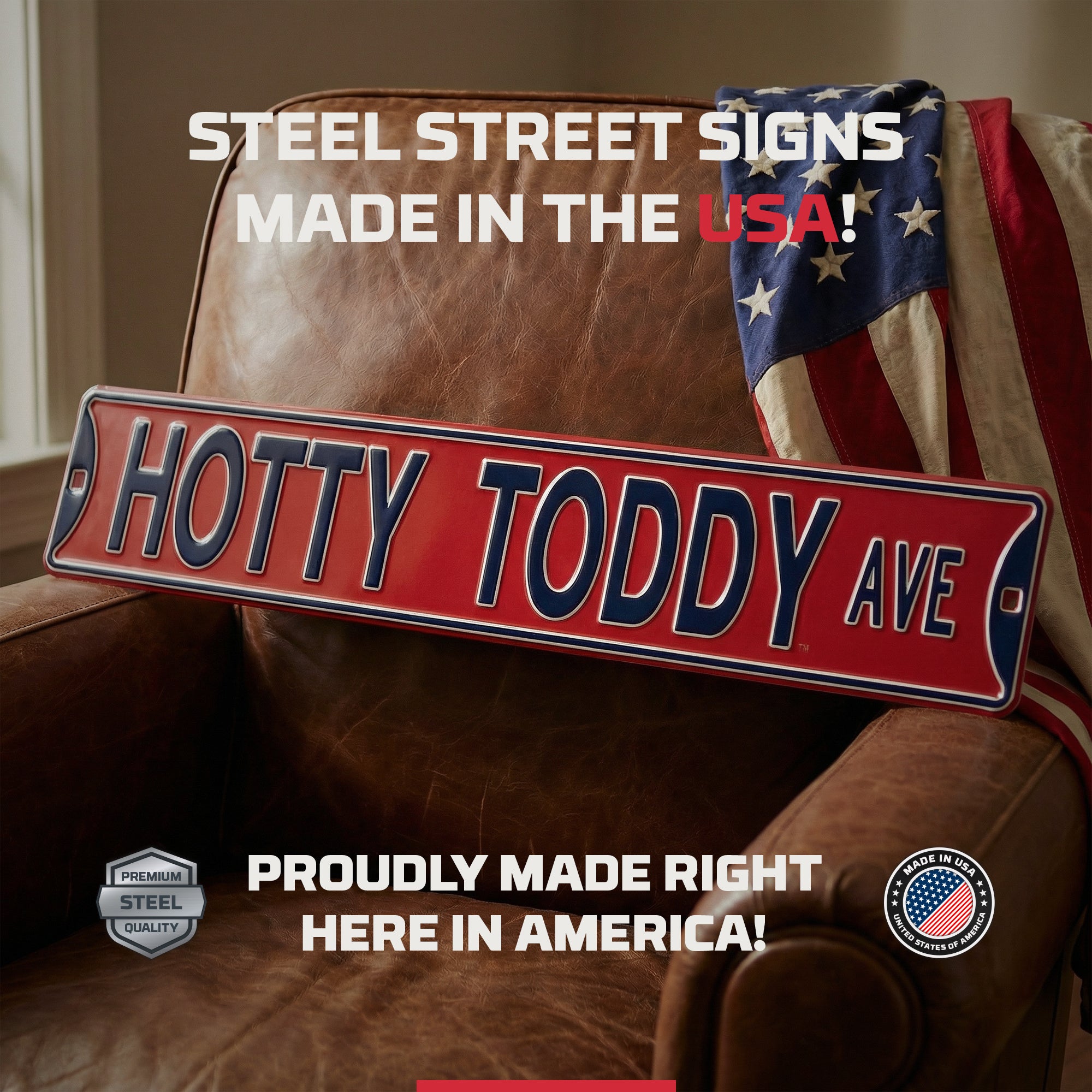 Ole Miss Rebels - HOTTY TODDY AVE - Embossed Steel Street Sign