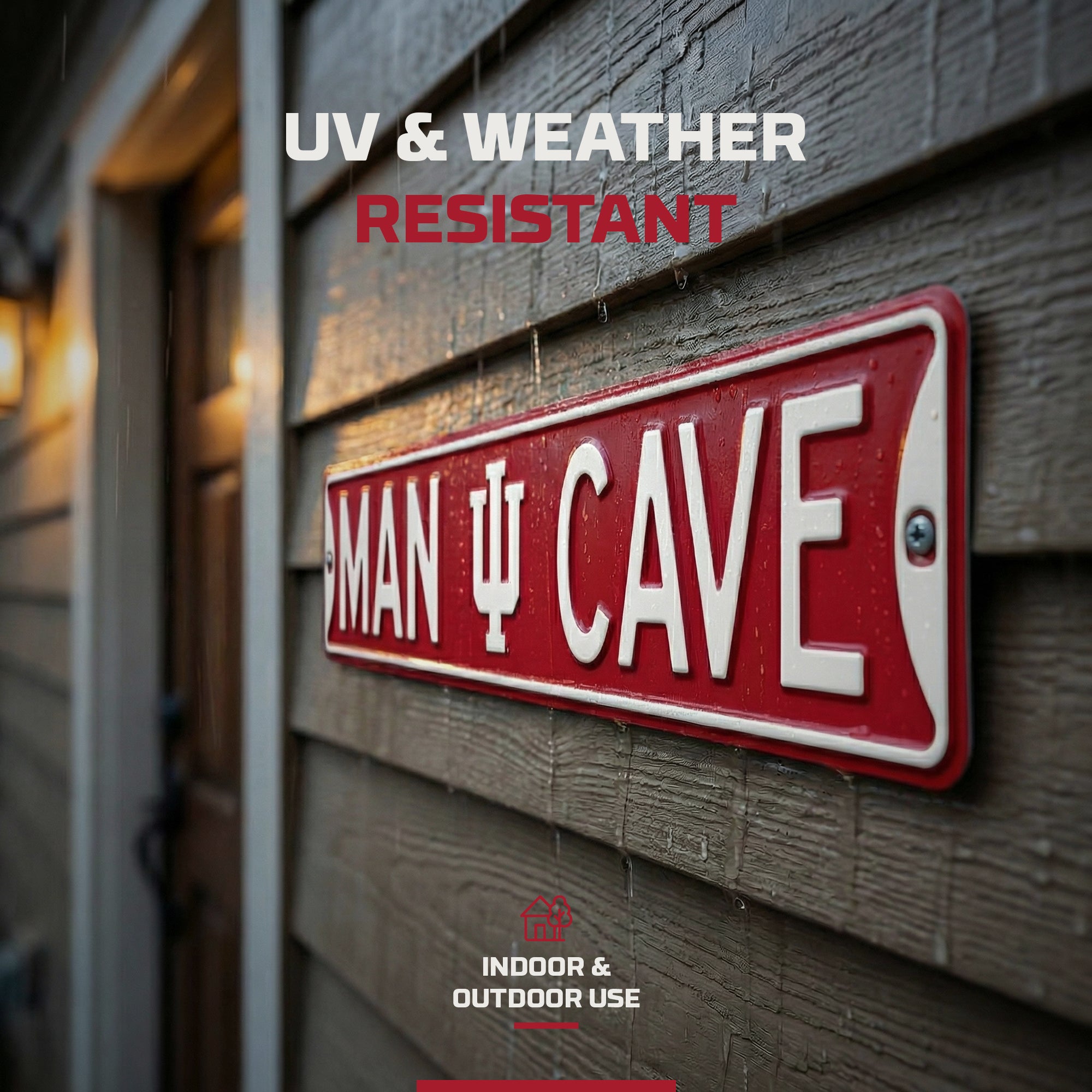 Indiana Hoosiers - MAN CAVE - Embossed Steel Street Sign