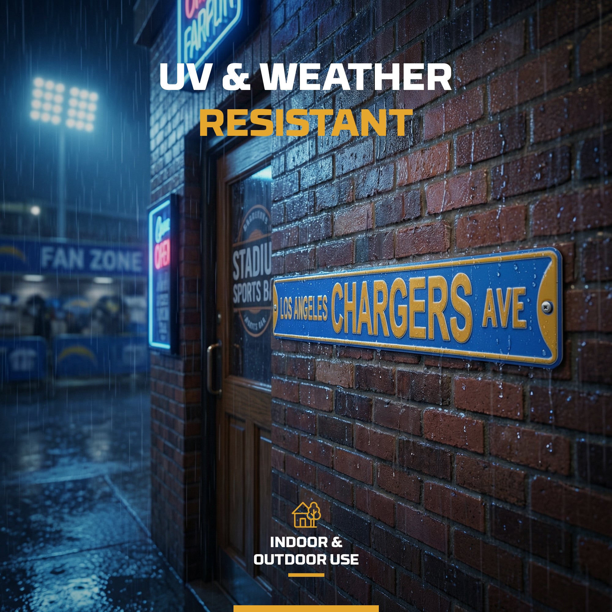 Los Angeles Chargers Ave - Embossed Steel Street Sign
