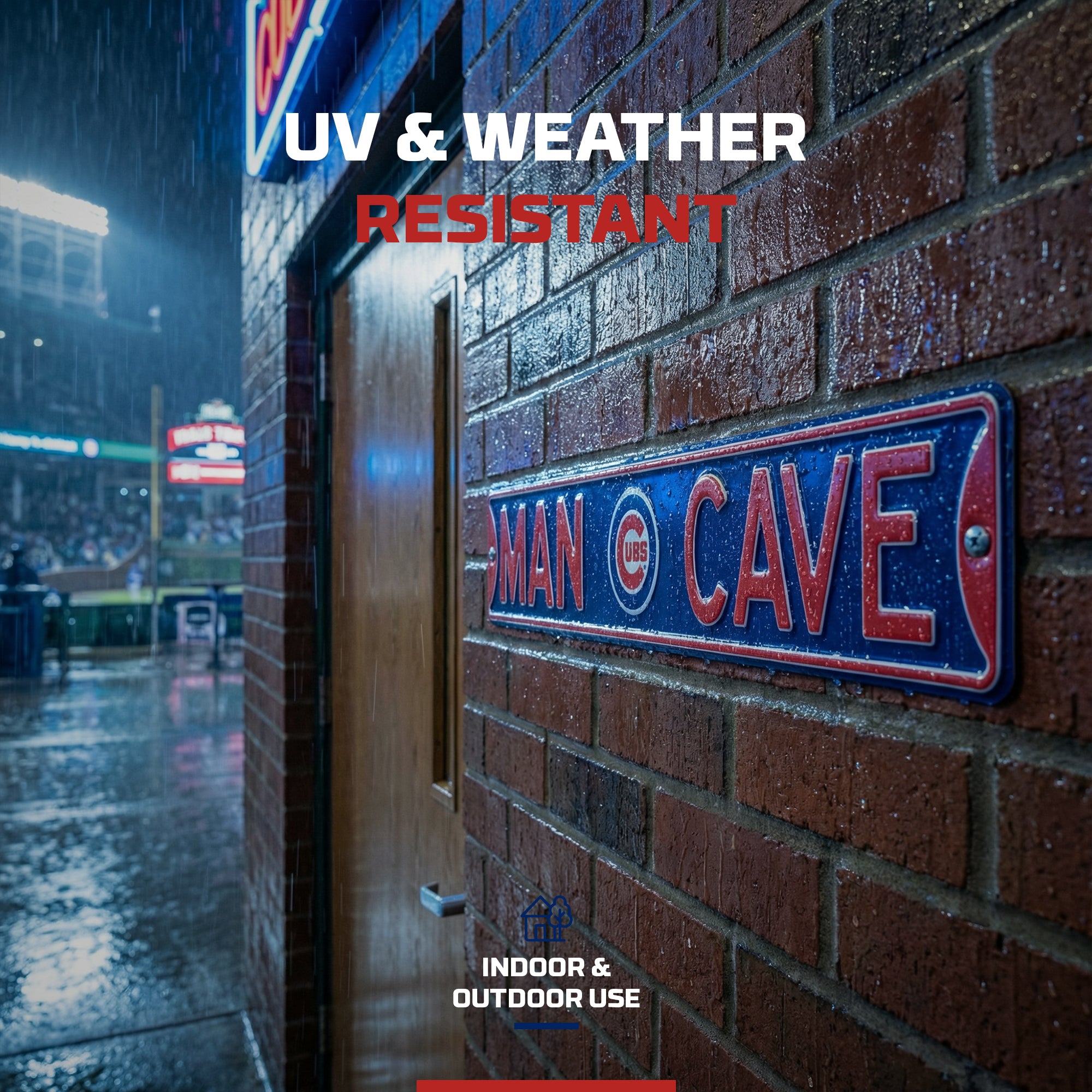 Chicago Cubs - MAN CAVE - Embossed Steel Street Sign