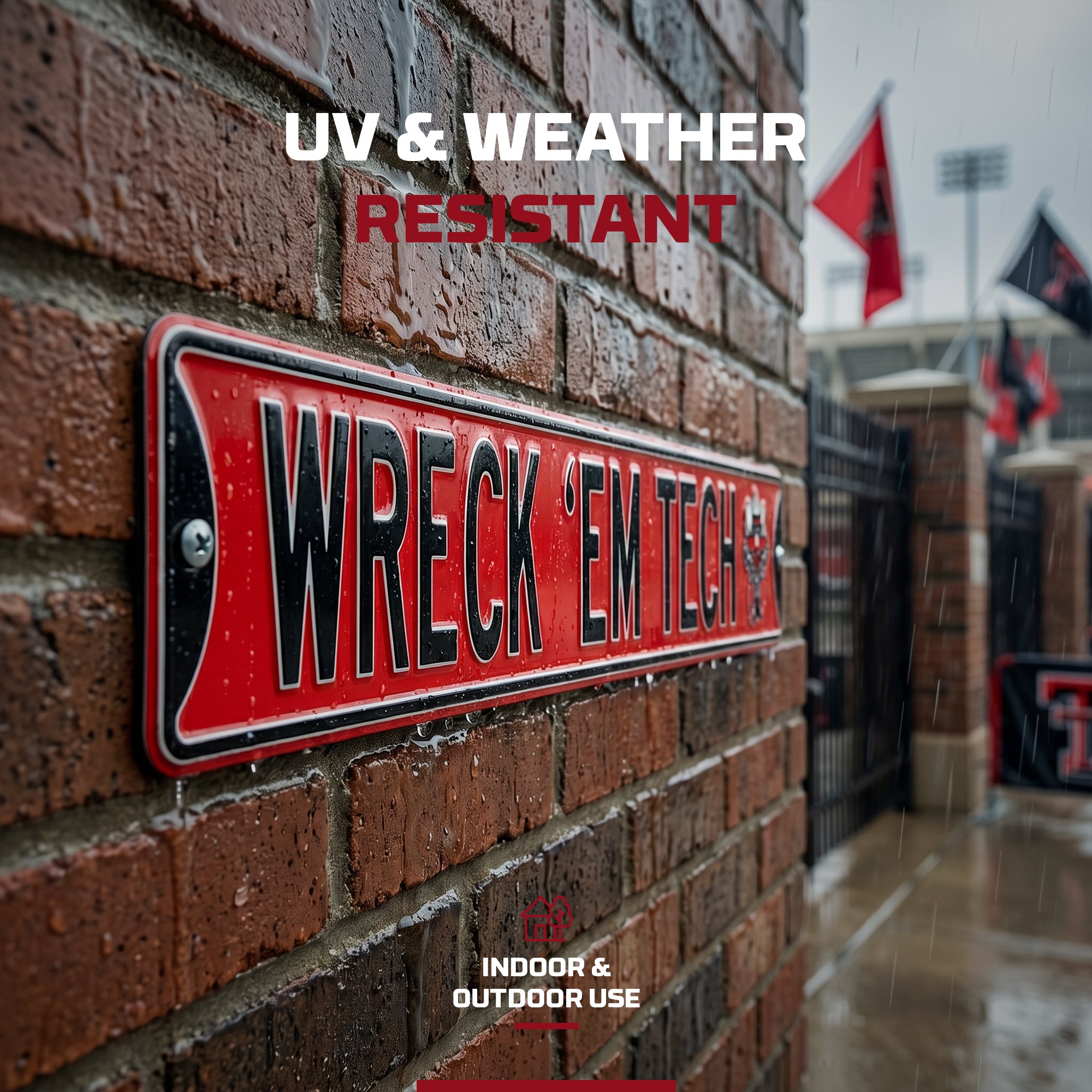 Texas Tech Red Raiders - WRECK 'EM TECH - Embossed Steel Street Sign