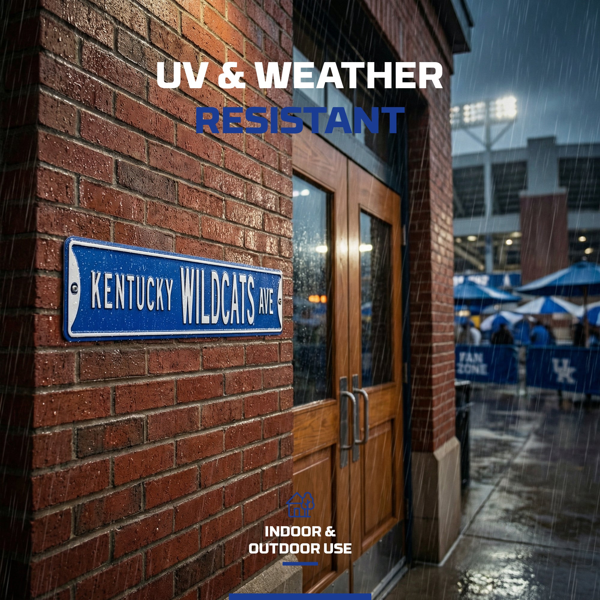 Kentucky Wildcats - KENTUCKY WILDCATS AVE - Embossed Steel Street Sign