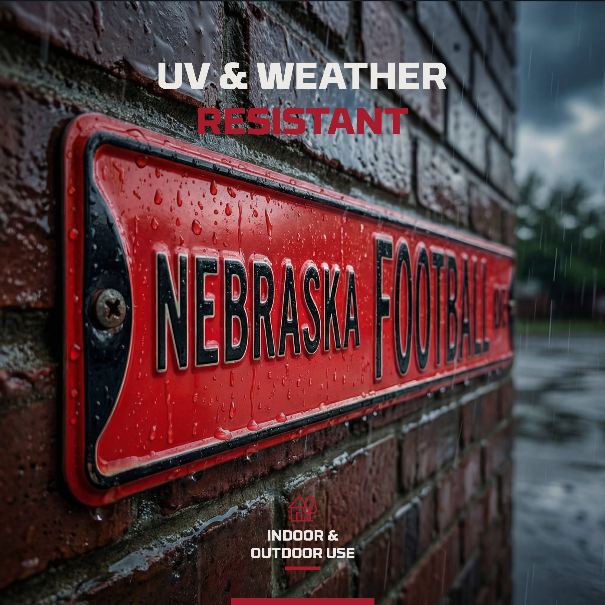 Nebraska Cornhuskers - NEBRASKA FOOTBALL DR - Embossed Steel Street Sign