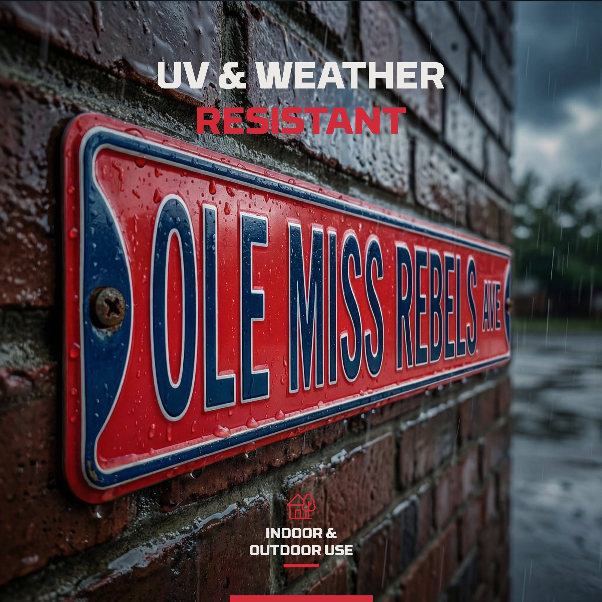 Ole Miss Rebels - OLE MISS REBELS AVE - Embossed Steel Street Sign