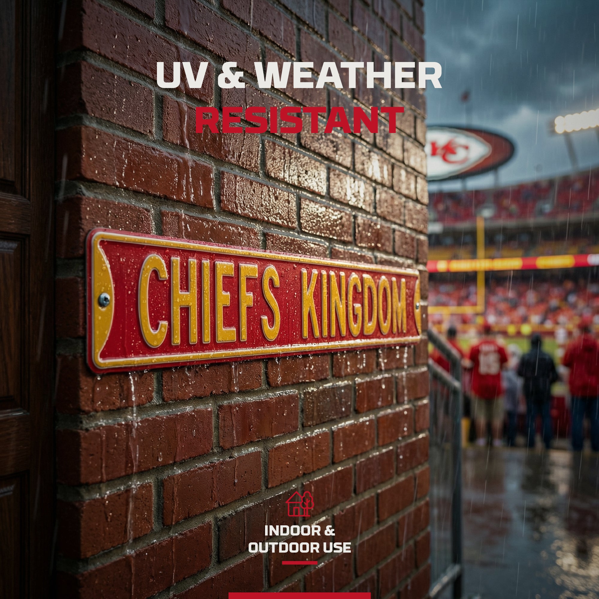 Kansas City Chiefs - CHIEFS KINGDOM (NO LOGO) - Embossed Steel Street Sign