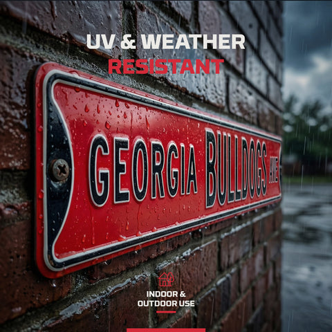 Georgia Bulldogs - BULLDOGS AVE - Red Embossed Steel Street Sign