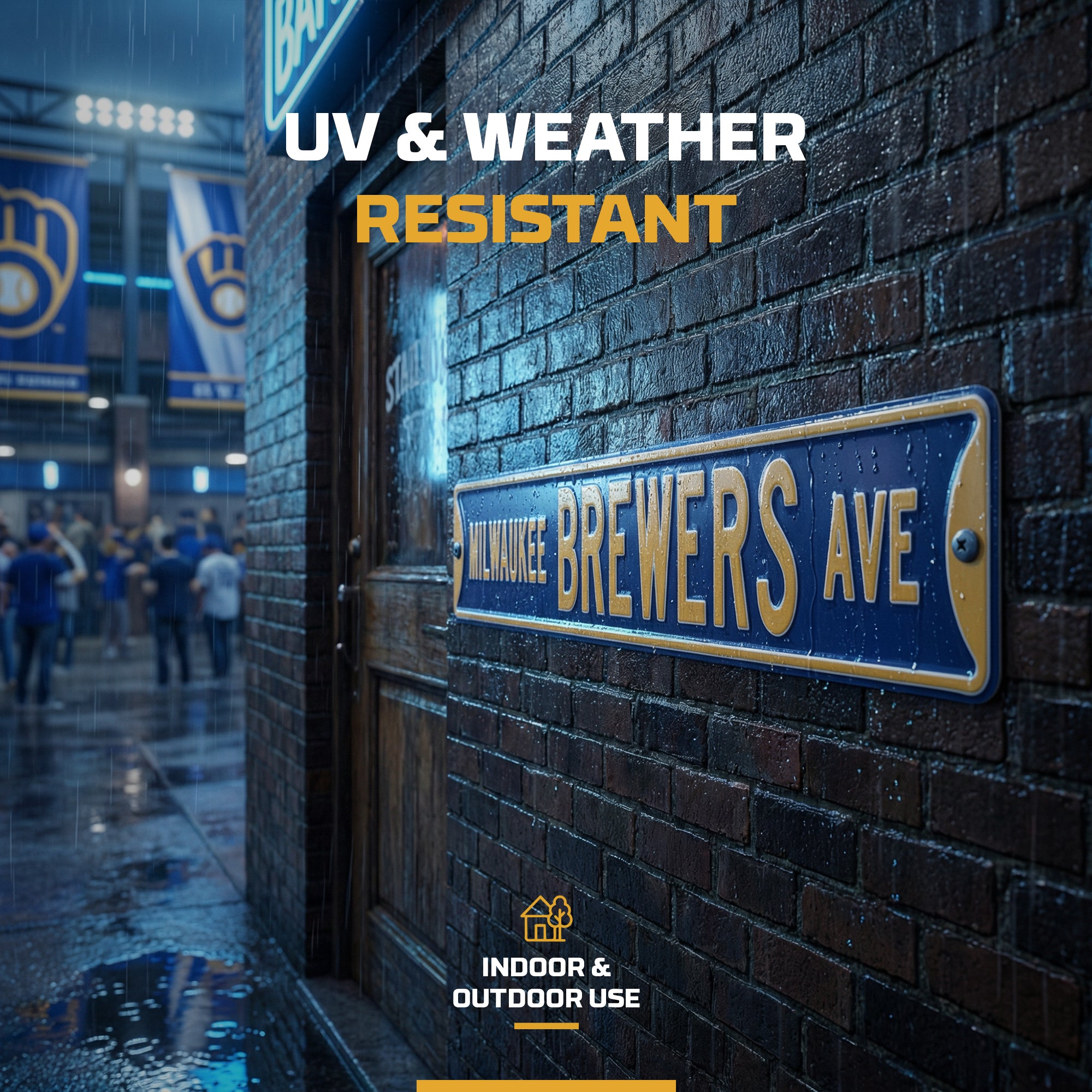 Milwaukee Brewers - MILWAUKEE BREWERS AVE - Embossed Steel Street Sign