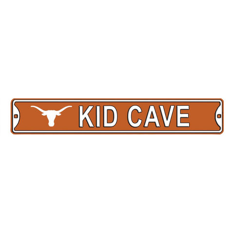 Texas Longhorns - KID CAVE -Steel Embossed NCAA Mini Street Sign