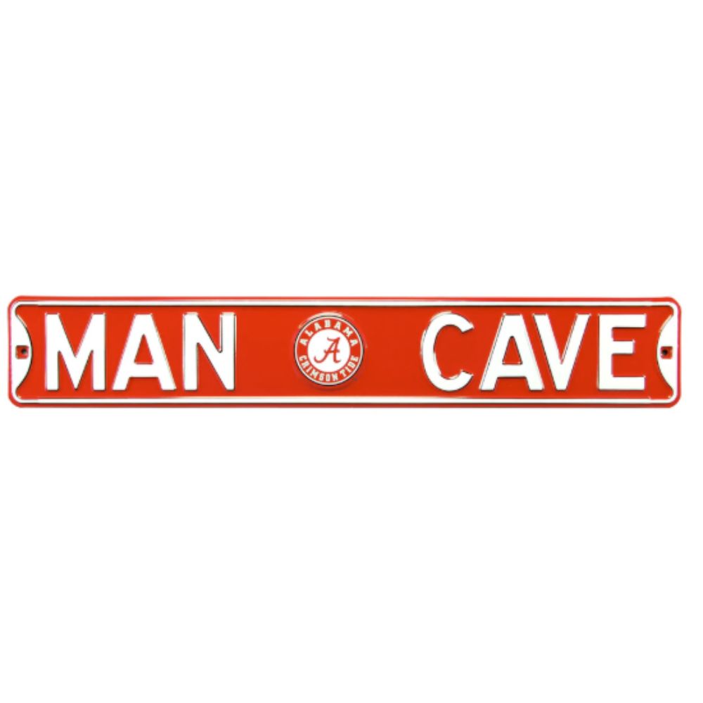 Alabama Crimson Tide - MAN CAVE - Embossed Steel Street Sign