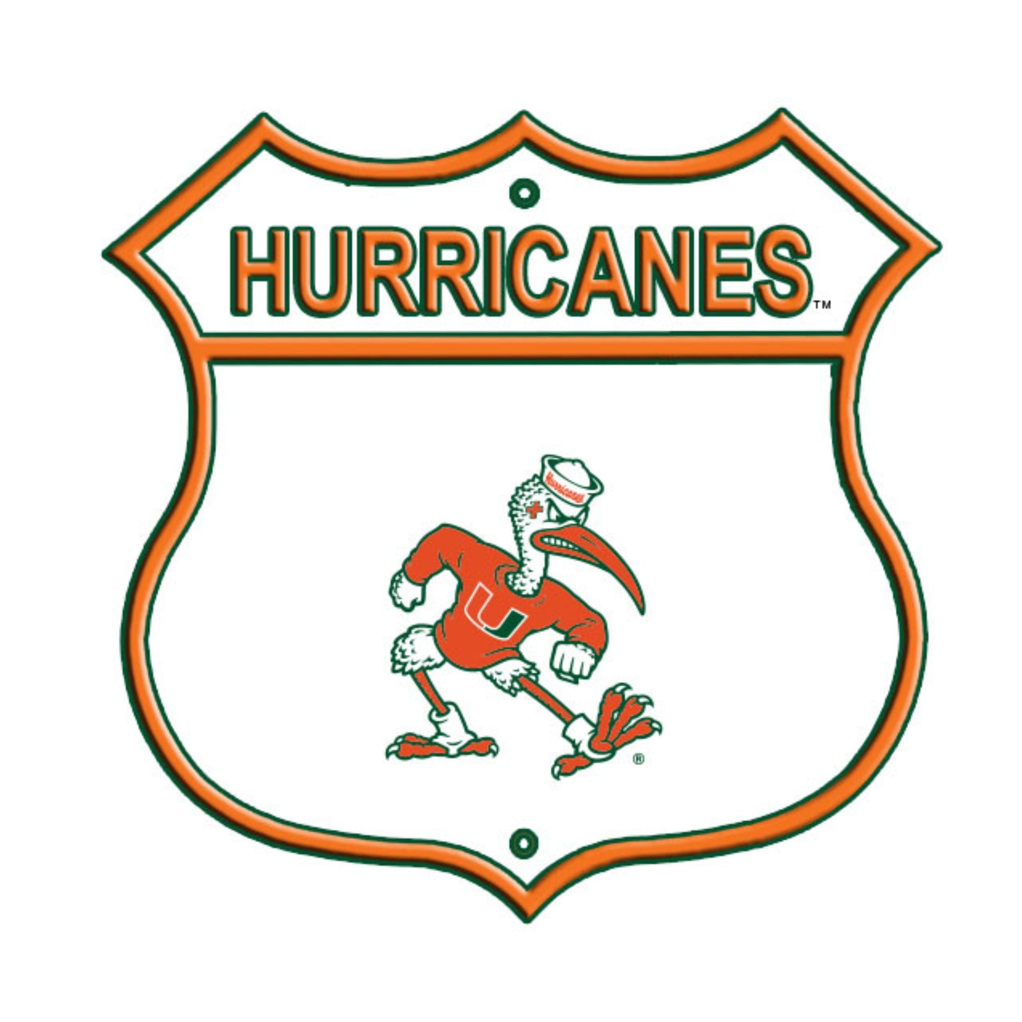 Miami Hurricanes Embossed Steel Route Sign
