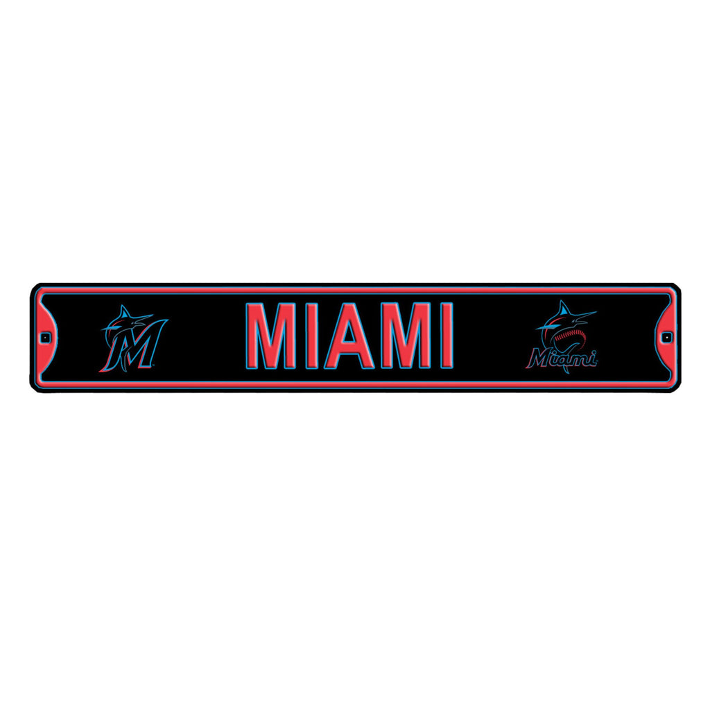 Miami Marlins -CITY LOGO- Steel Embossed MLB Mini Street Sign
