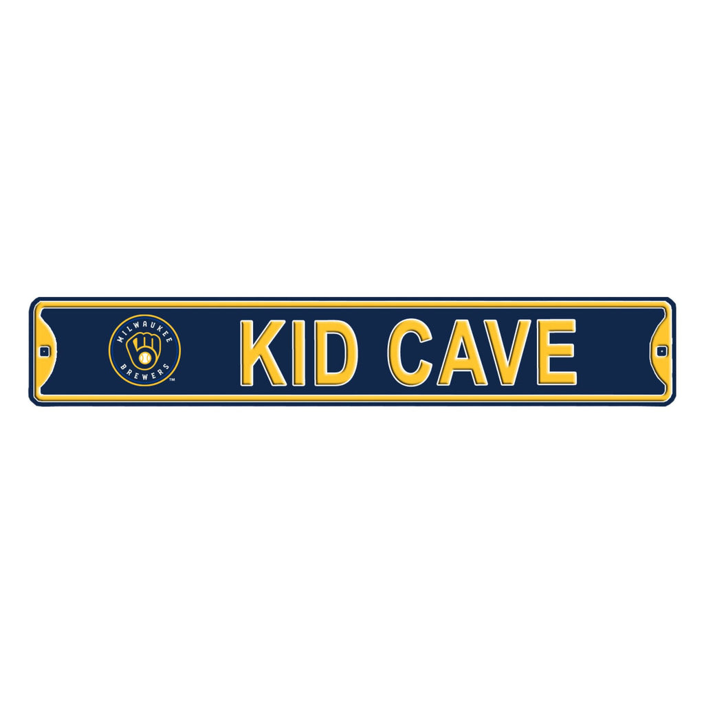 Milwaukee Brewers - KID CAVE -Steel Embossed MLB Mini Street Sign