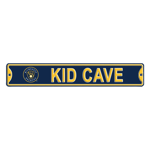 Milwaukee Brewers - KID CAVE -Steel Embossed MLB Mini Street Sign