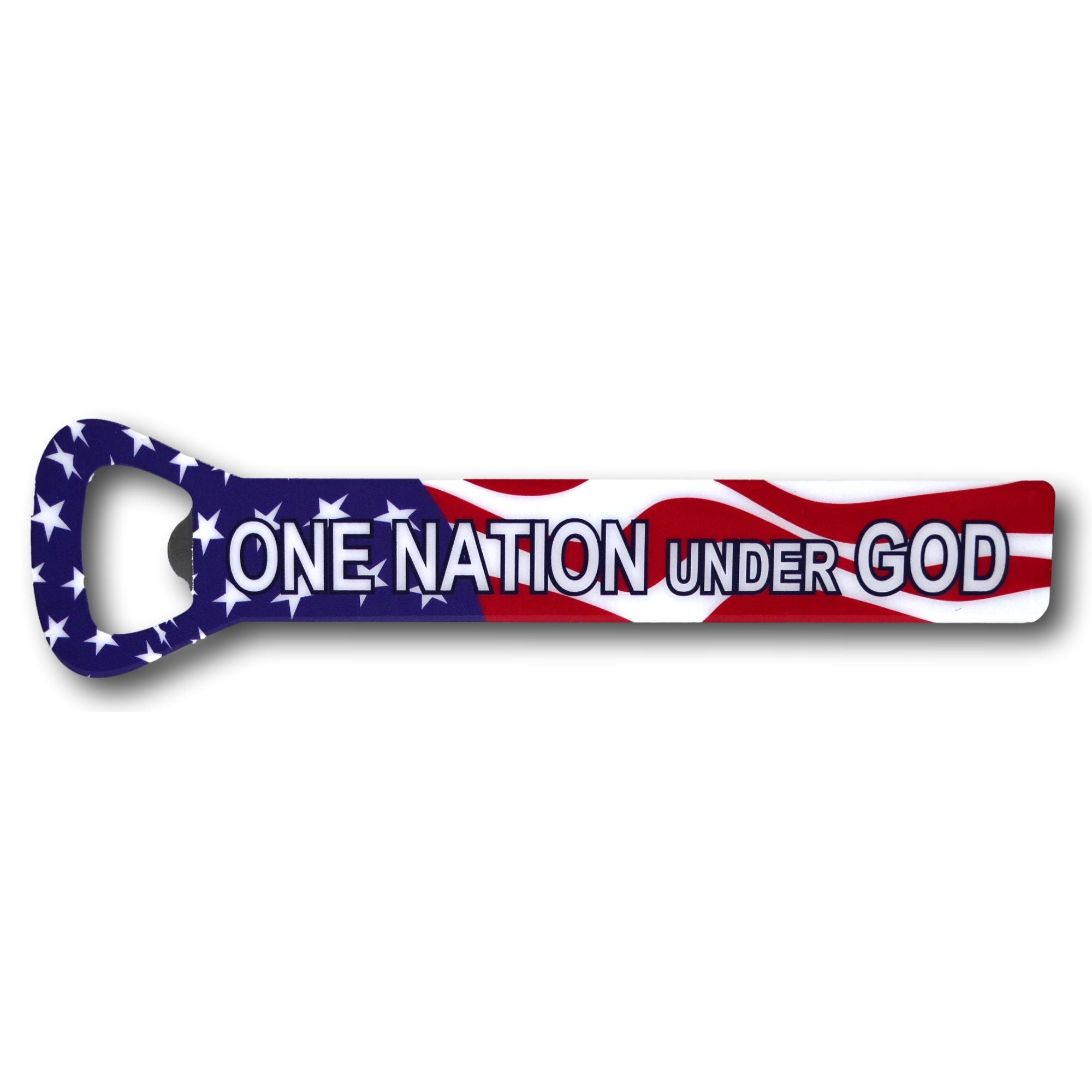 Patriotic Steel Bottle Opener Magnet – One Nation Under God