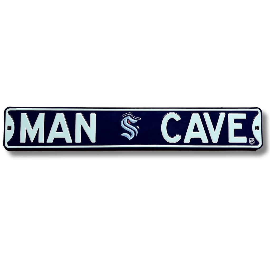Seattle Kraken - MAN CAVE - Embossed Steel Street Sign