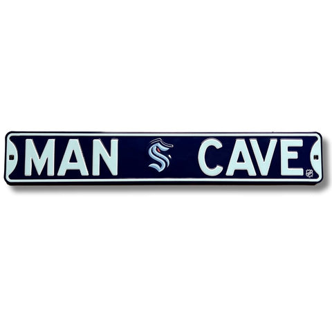 Seattle Kraken - MAN CAVE - Embossed Steel Street Sign