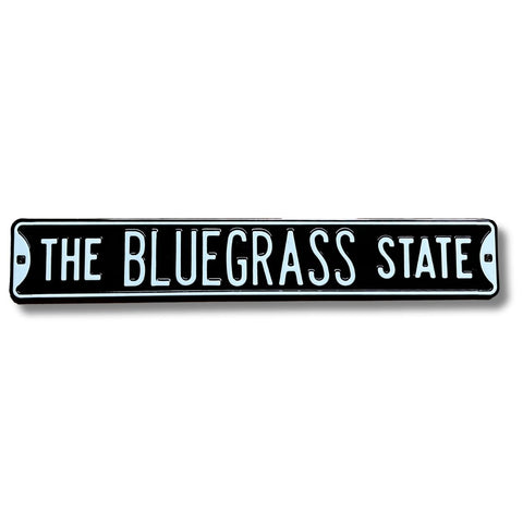 THE BLUEGRASS STATE - Black & White Embossed Steel Street Sign
