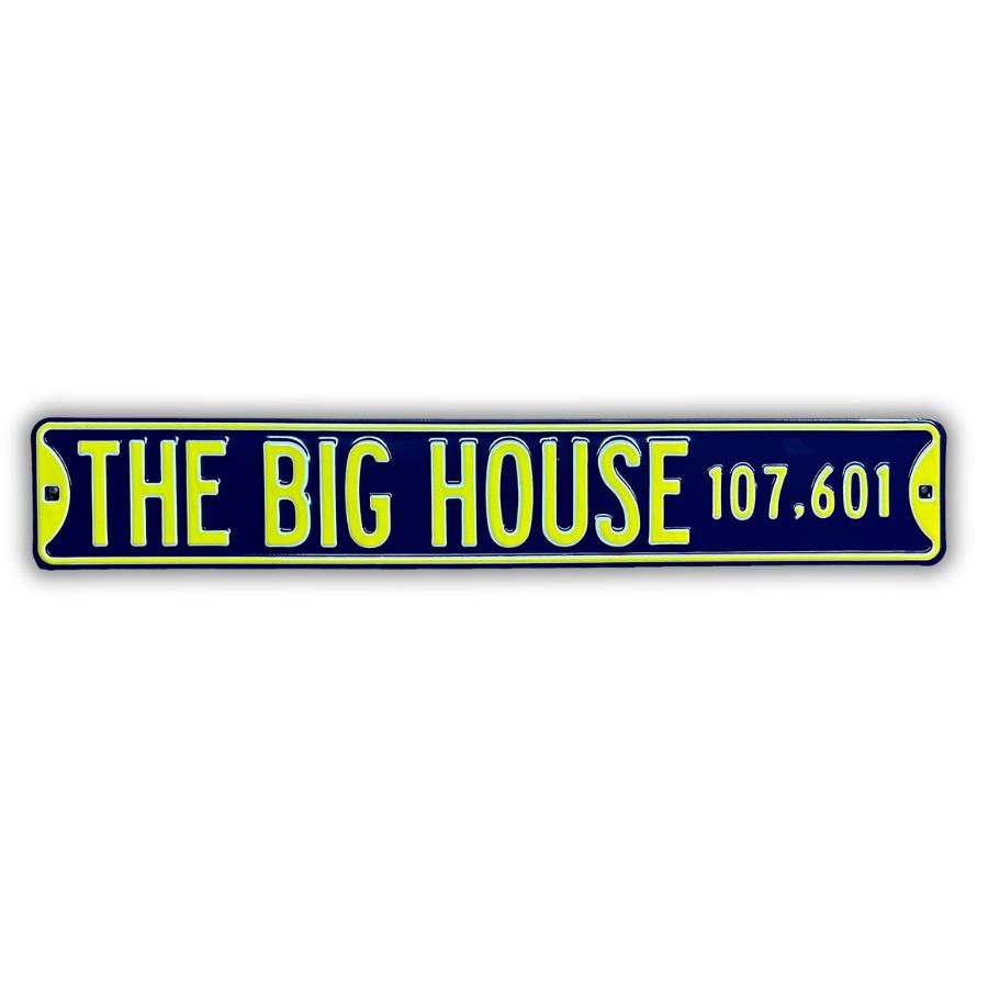 Michigan Wolverines - THE BIG HOUSE - Embossed Steel Street Sign