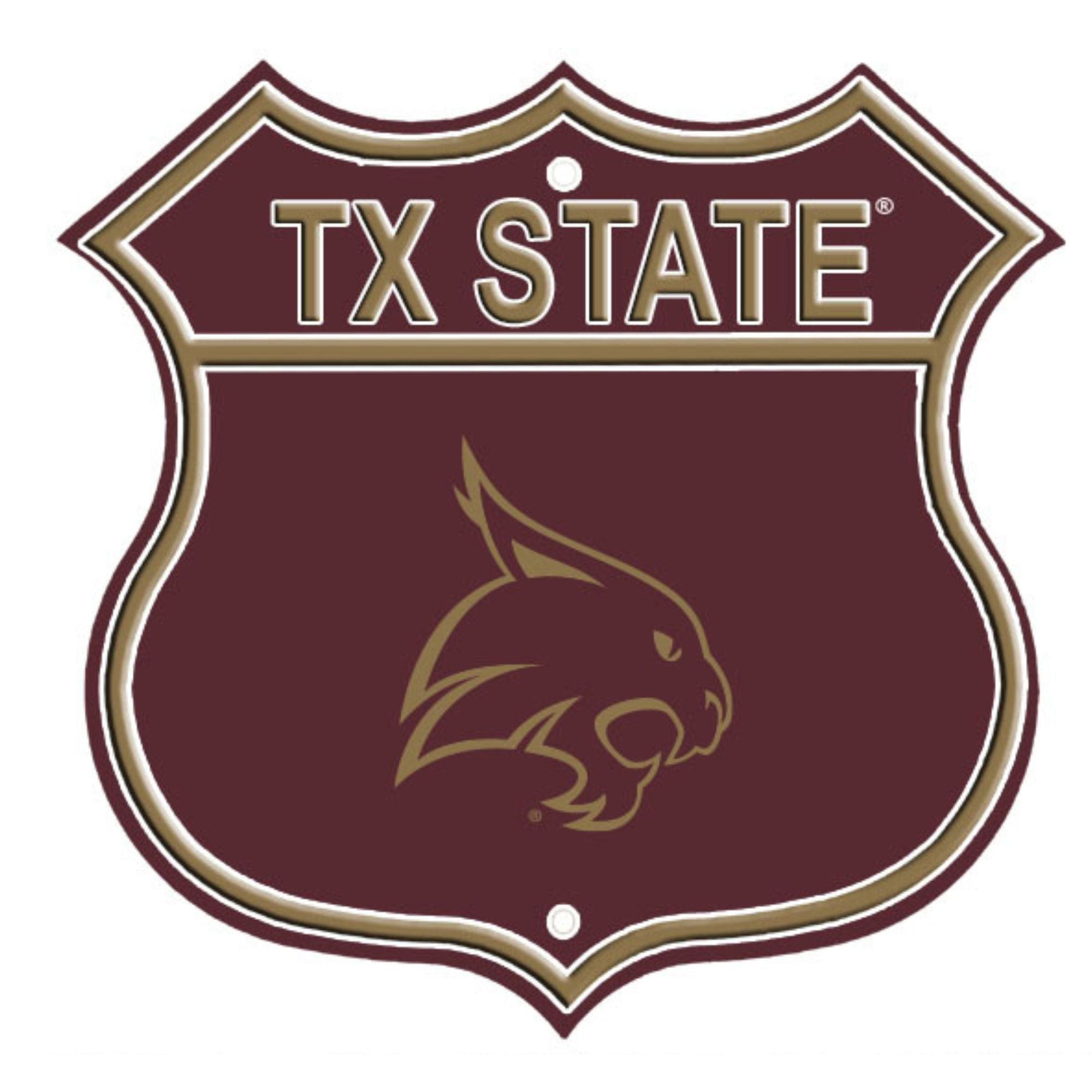 Texas State Bobcats Embossed Steel Route Sign