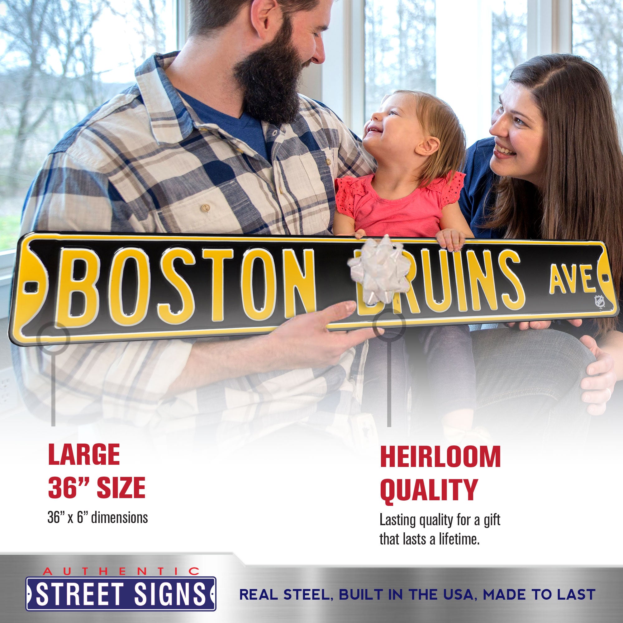 Boston Bruins - BOSTON BRUINS AVE - Embossed Steel Street Sign