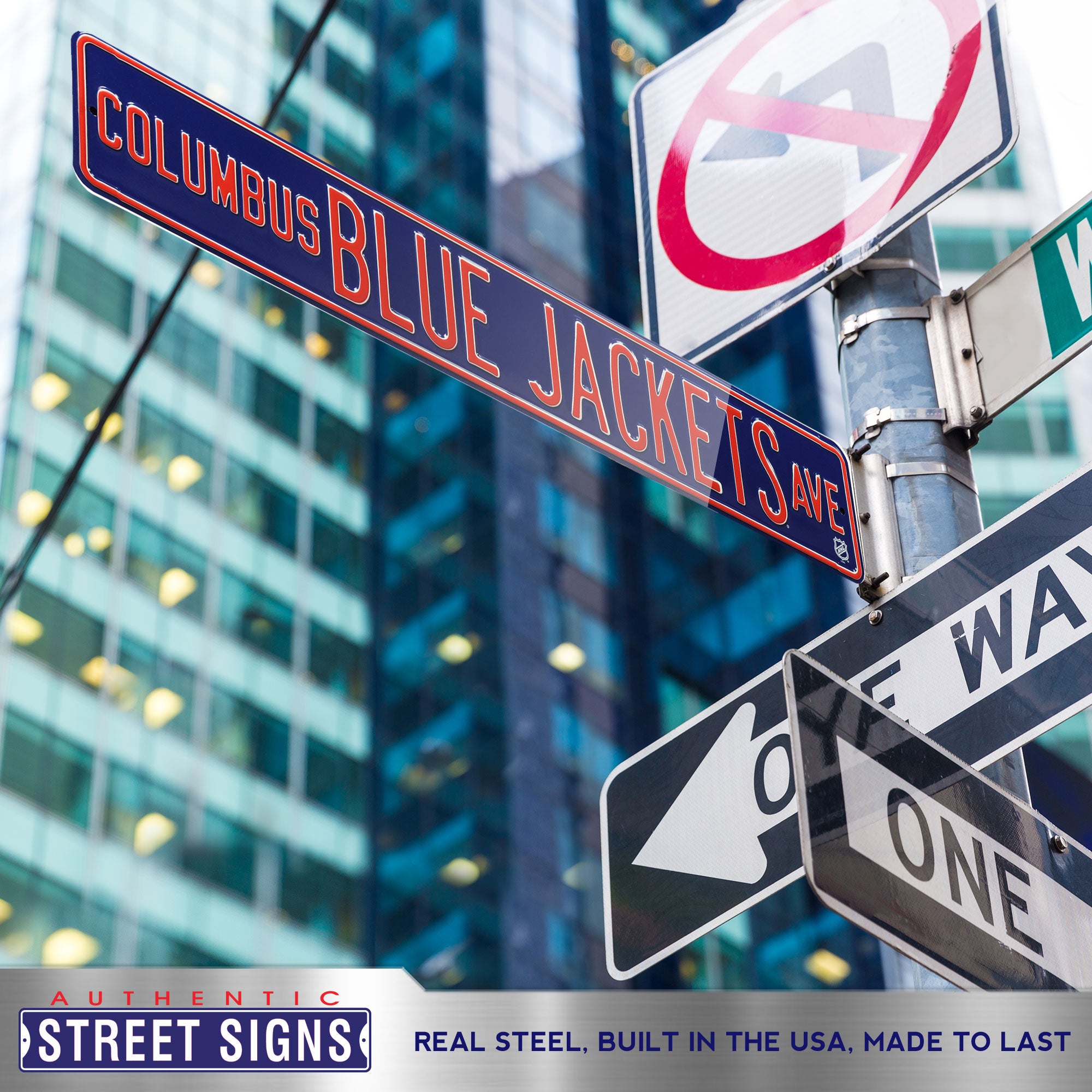 Columbus Blue Jackets - BLUE JACKETS AVE - Embossed Steel Street Sign