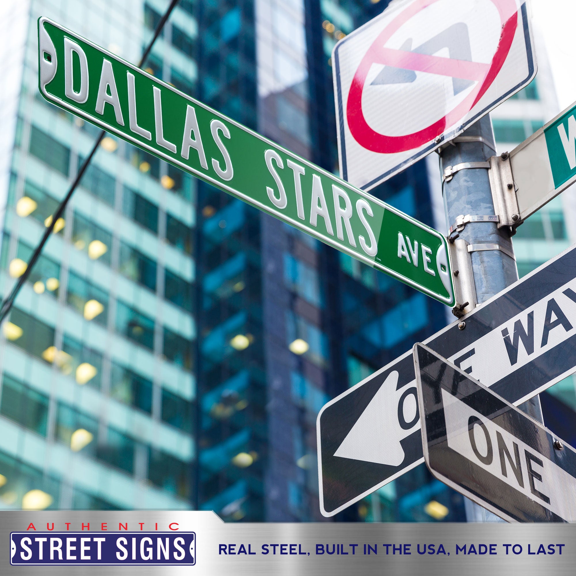 Dallas Stars - DALLAS STARS AVE - Embossed Steel Street Sign