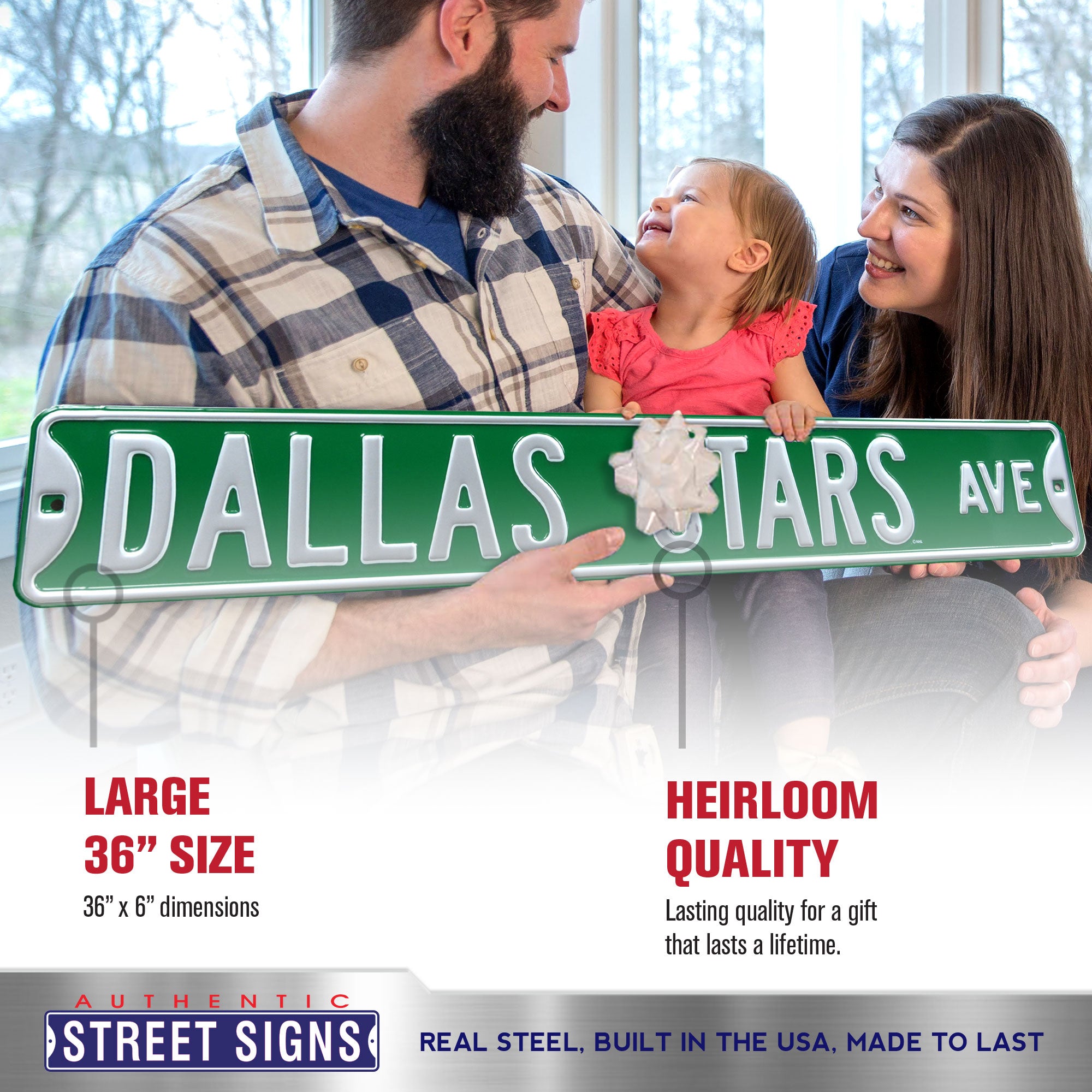Dallas Stars - DALLAS STARS AVE - Embossed Steel Street Sign