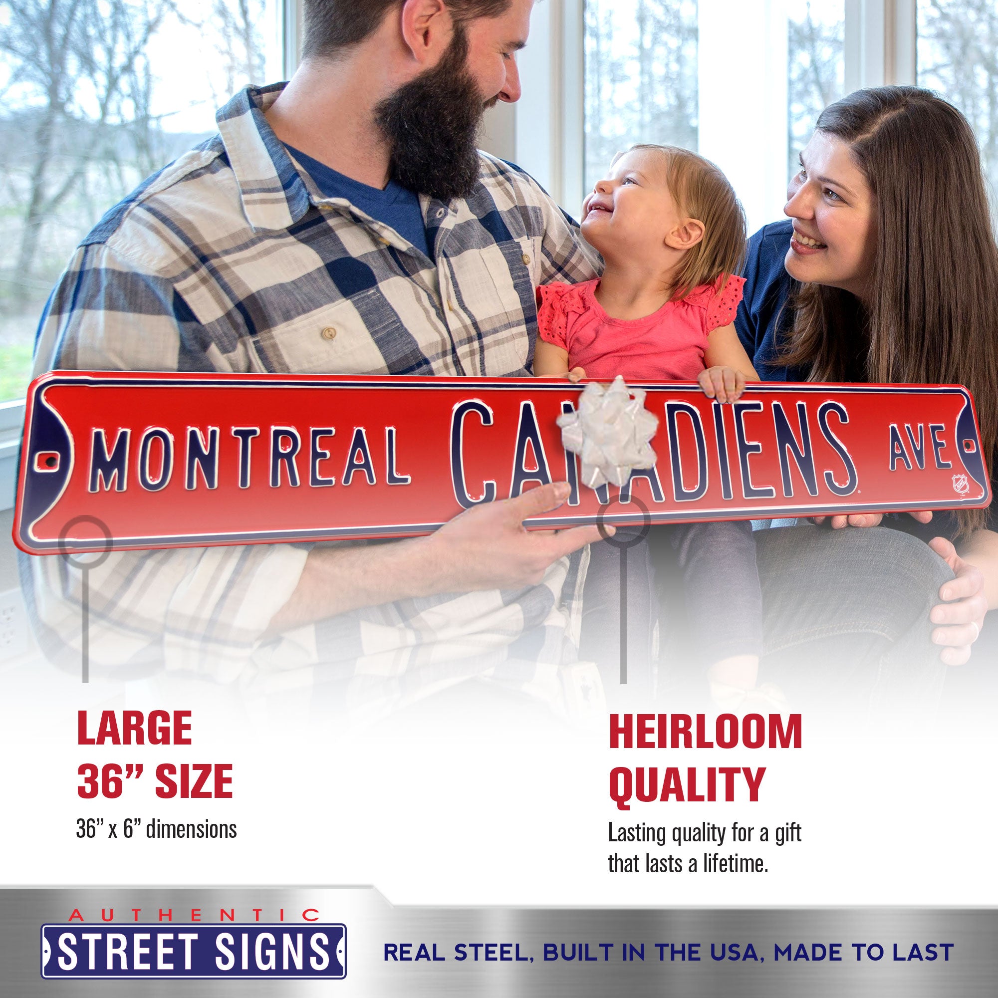 Montreal Canadiens - CANADIENS AVE - Embossed Steel Street Sign