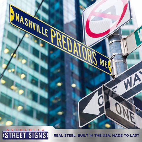 Nashville Predators - PREDATORS AVE - Embossed Steel Street Sign