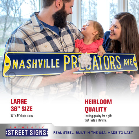 Nashville Predators - PREDATORS AVE - Embossed Steel Street Sign