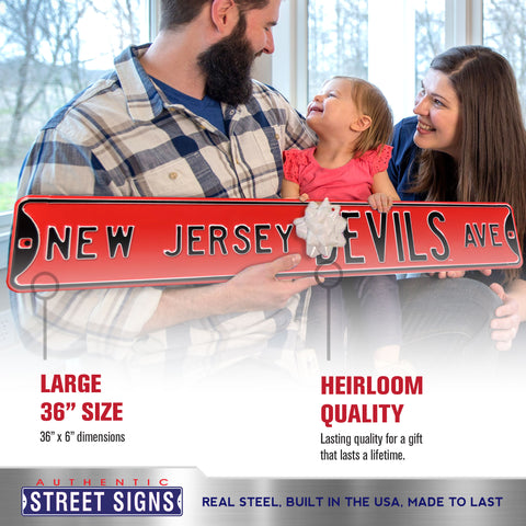 New Jersey Devils - DEVILS AVE - Embossed Steel Street Sign