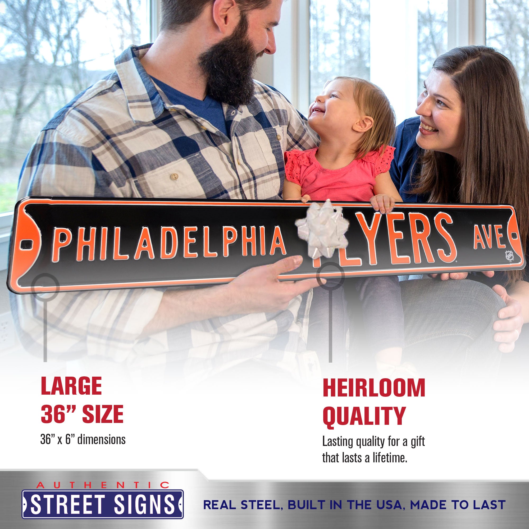 Philadelphia Flyers - PHILADELPHIA FLYERS AVE - Embossed Steel Street Sign
