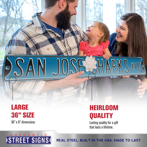 San Jose Sharks - SAN JOSE SHARKS AVE - Embossed Steel Street Sign