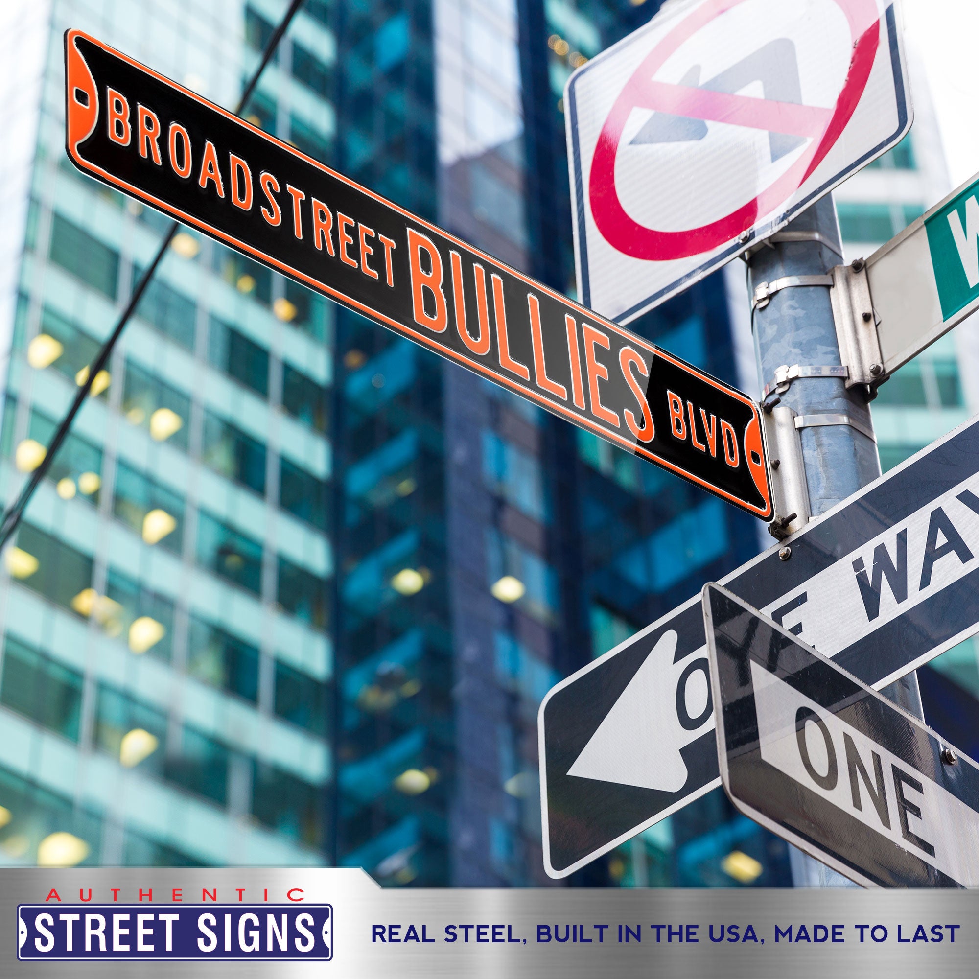 Philadelphia Flyers - BROADSTREET BULLIES BLVD - Embossed Steel Street Sign