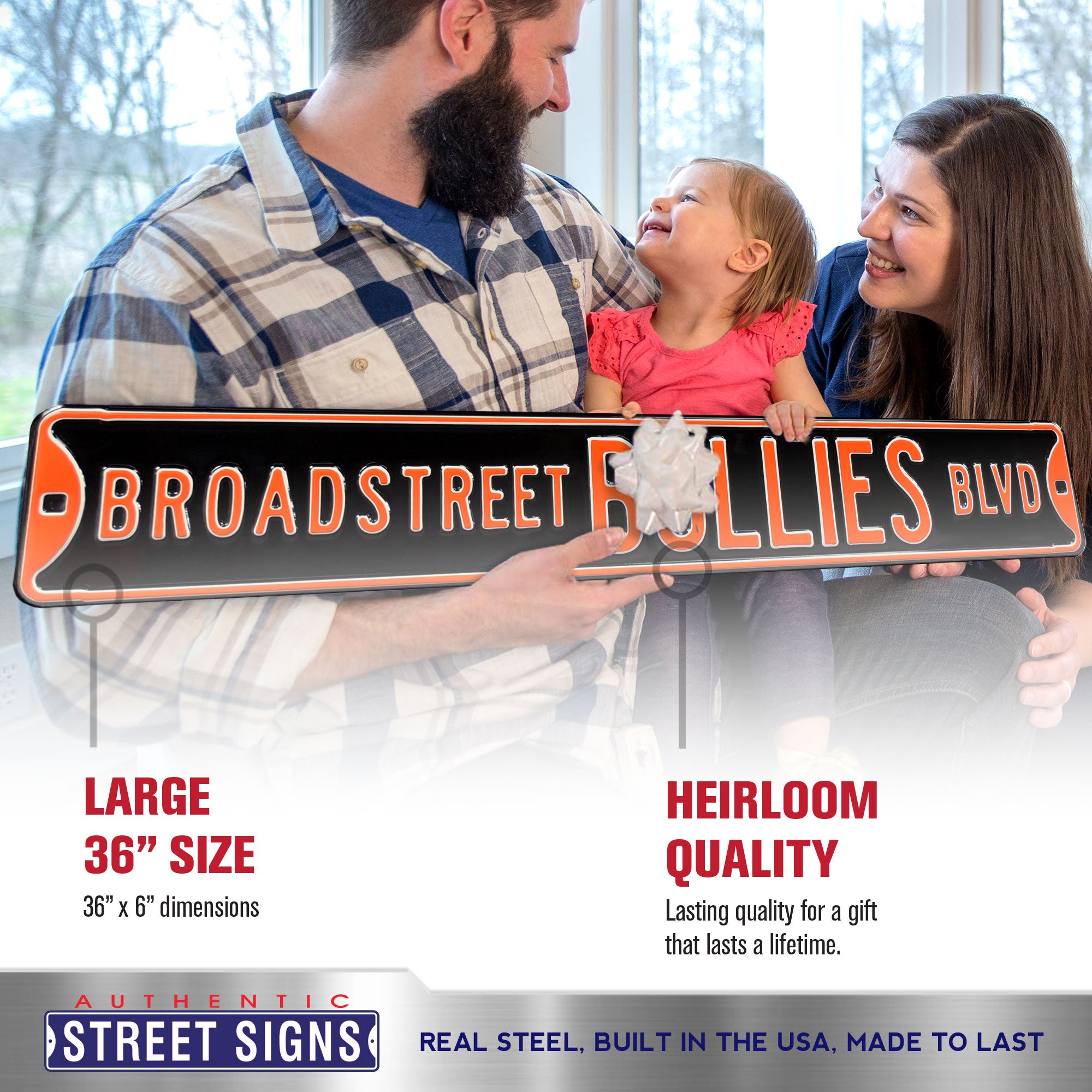 Philadelphia Flyers - BROADSTREET BULLIES BLVD - Embossed Steel Street Sign