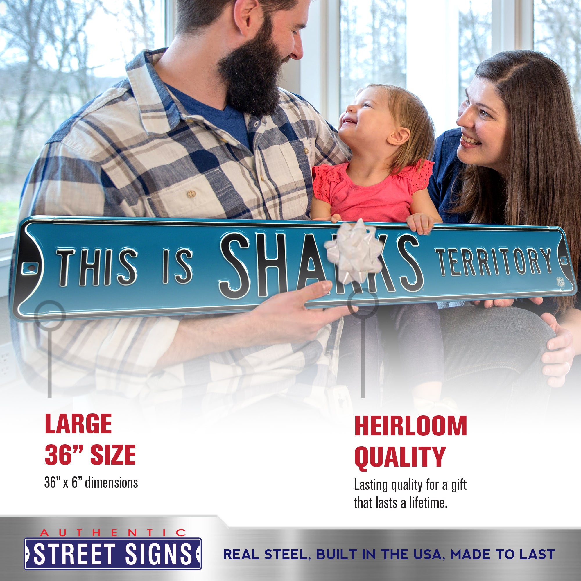 San Jose Sharks - THIS IS SHARKS TERRITORY - Embossed Steel Street Sign