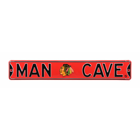 Chicago Blackhawks - MAN CAVE - Embossed Steel Street Sign