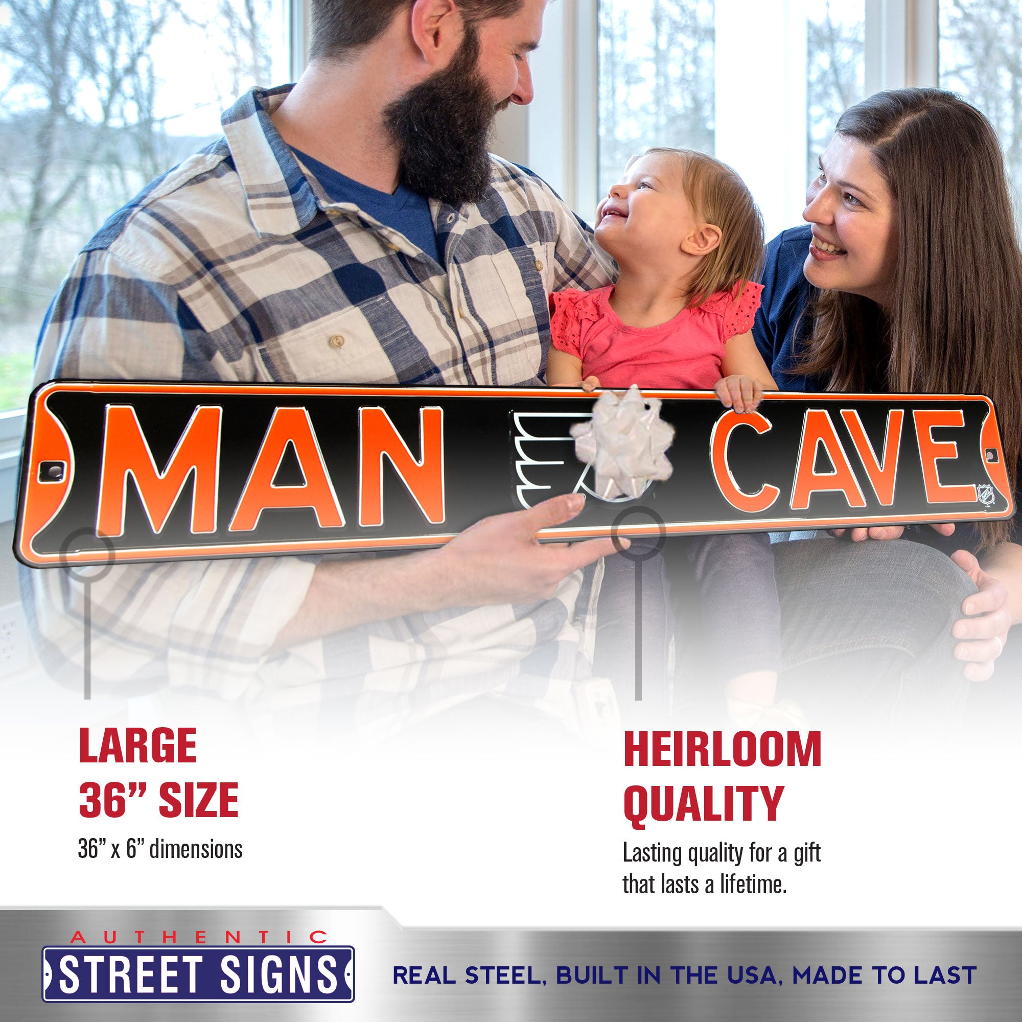 Philadelphia Flyers - MAN CAVE - Embossed Steel Street Sign