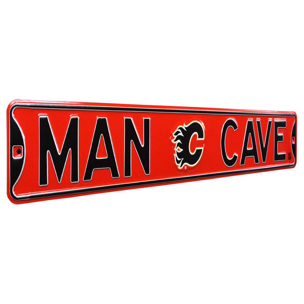 Calgary Flames - MAN CAVE - Embossed Steel Street Sign