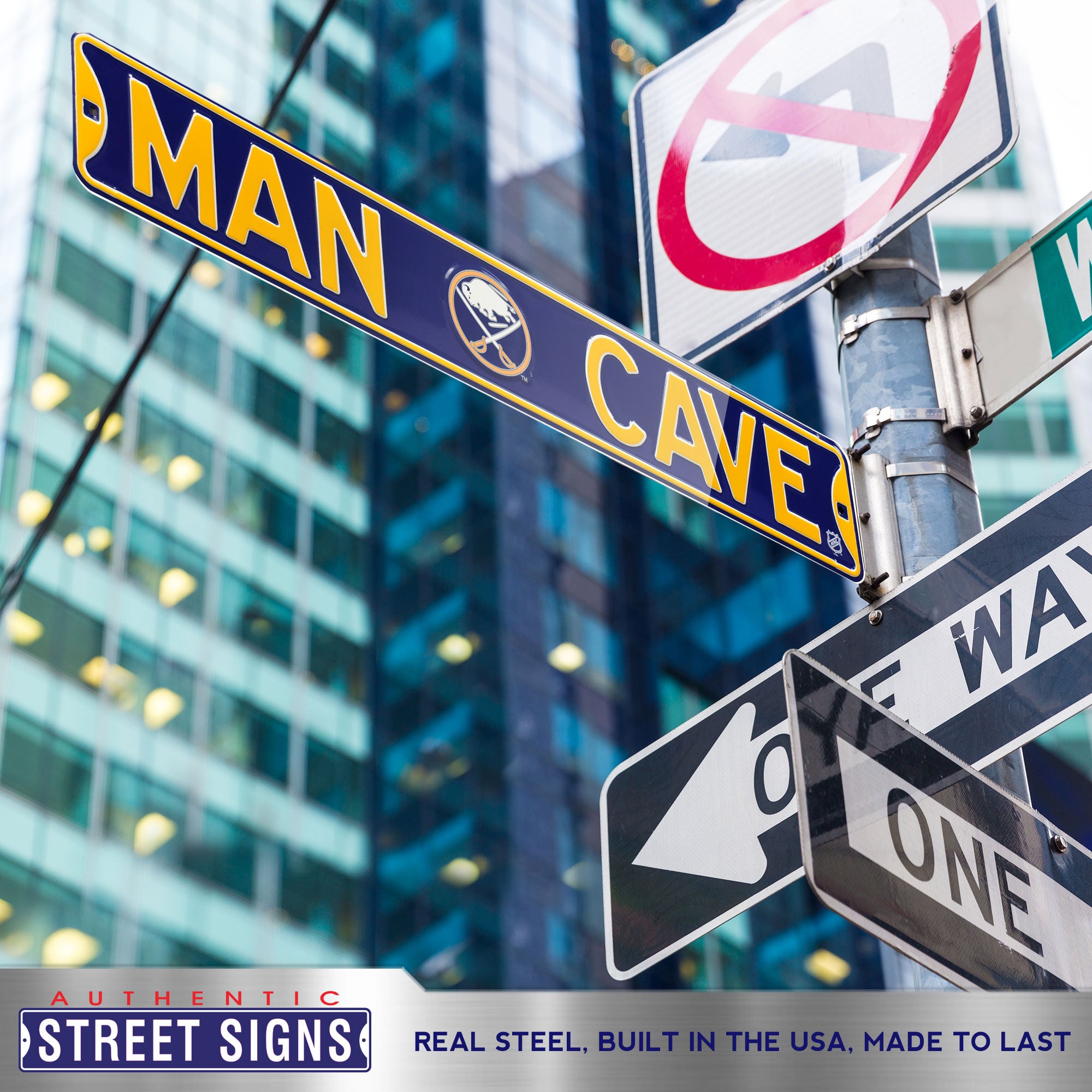 Buffalo Sabres - MAN CAVE - Embossed Steel Street Sign
