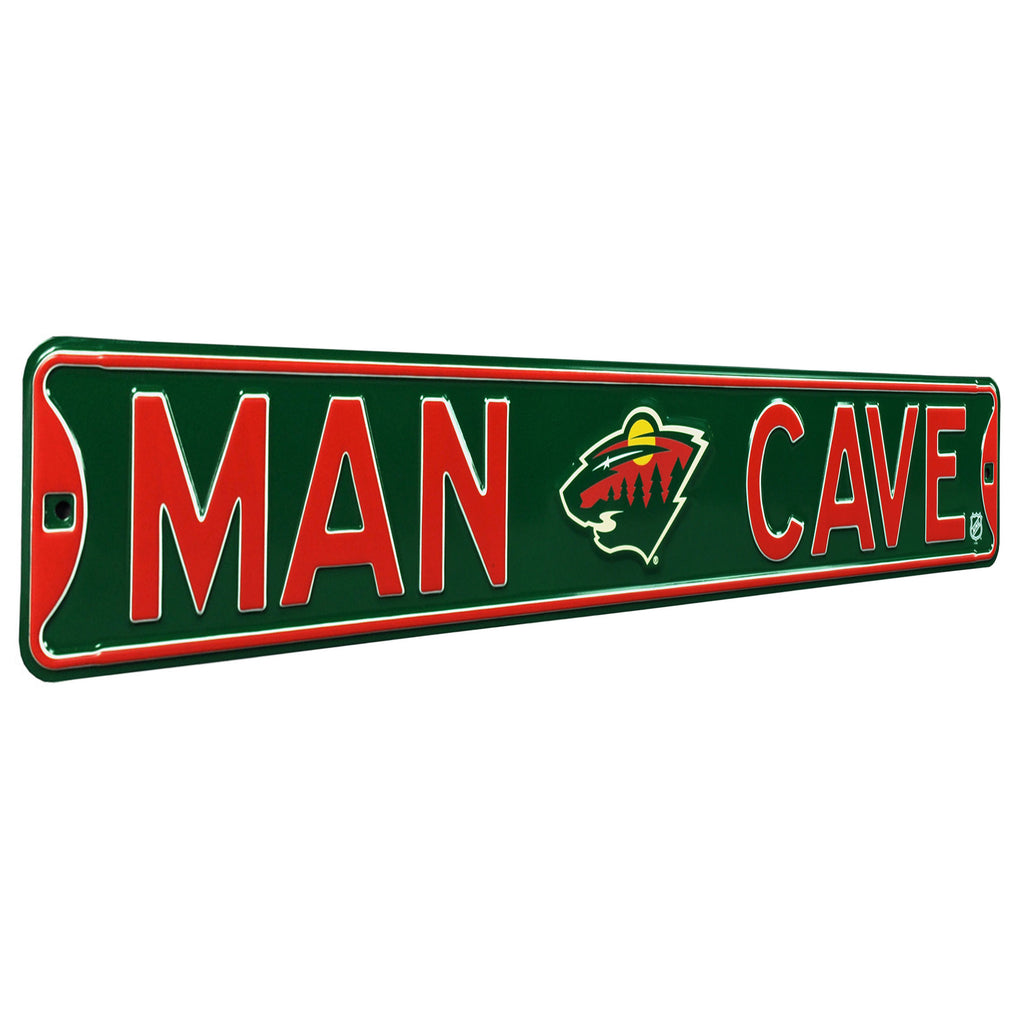 Minnesota Wild - MAN CAVE - Embossed Steel Street Sign