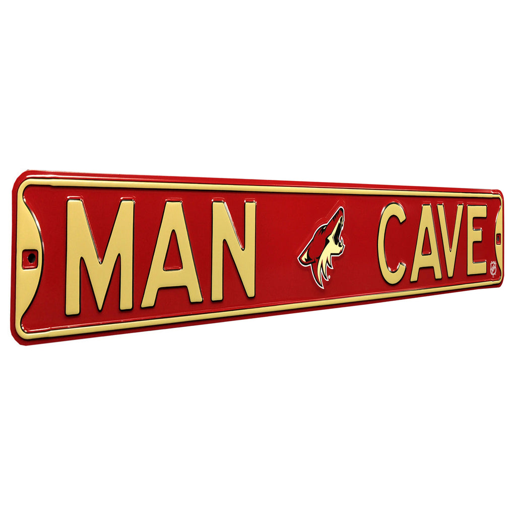 Arizona Coyotes - MAN CAVE - Embossed Steel Street Sign