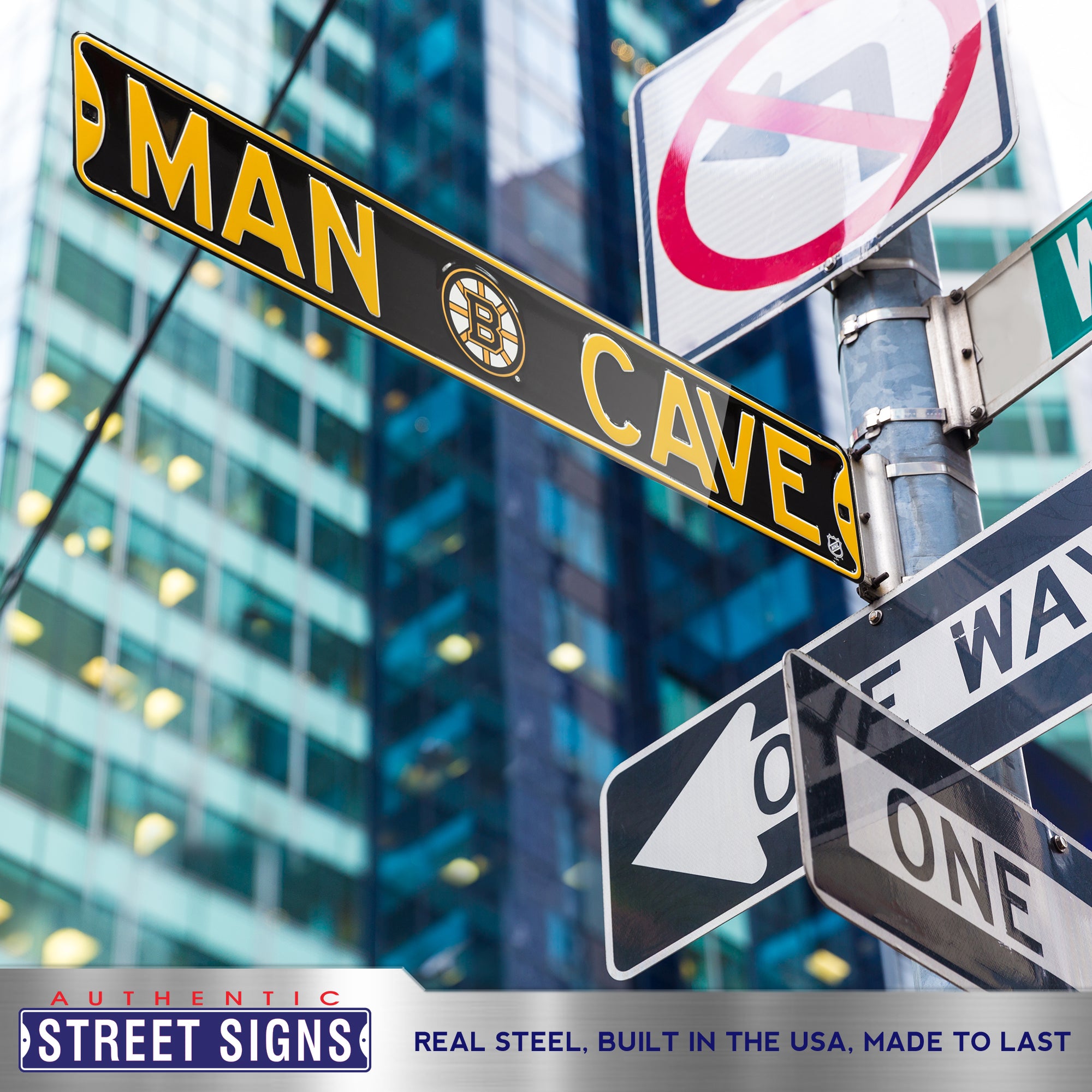 Boston Bruins - MAN CAVE - Embossed Steel Street Sign
