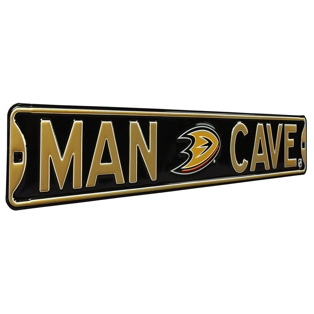 Anaheim Ducks - MAN CAVE - Embossed Steel Street Sign