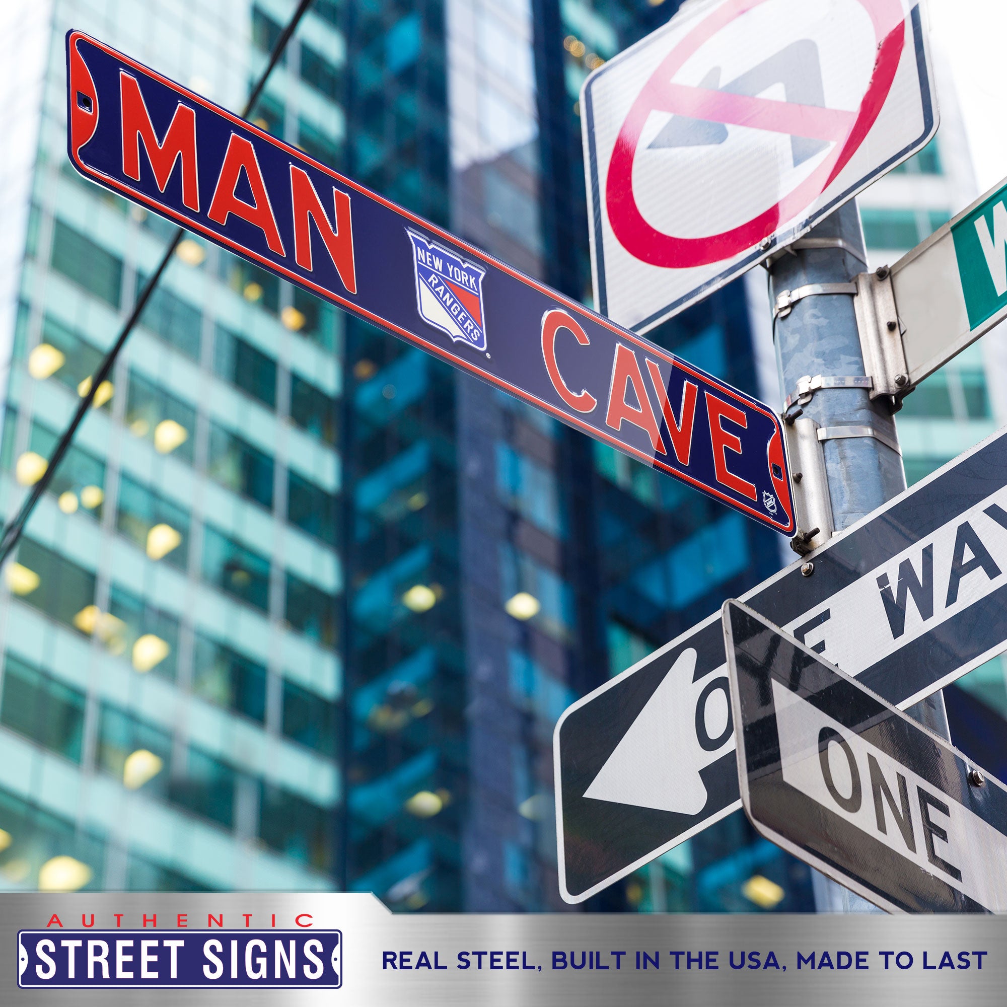 New York Rangers - MAN CAVE - Embossed Steel Street Sign